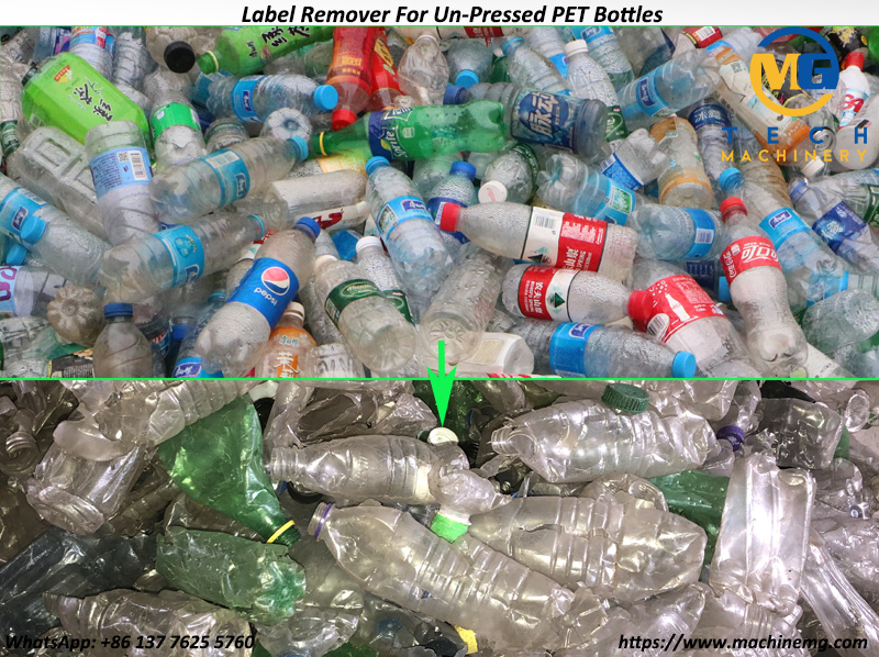 3 Barrel PET Bottle Label Remover Machine Recycling All PET Plastic Bottle With Shrink Labels