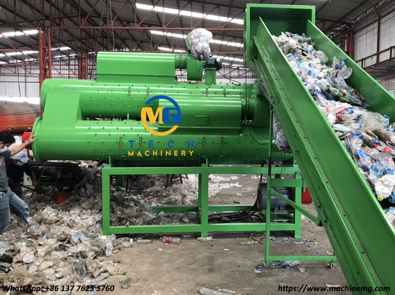 3 Barrel PET Bottle Label Remover Machine Recycling All PET Plastic Bottle With Shrink Labels