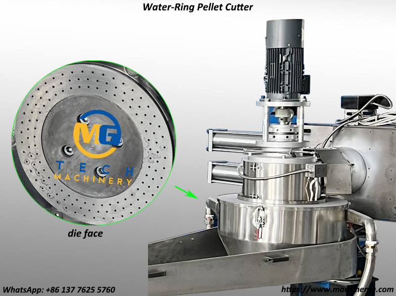 PE Plastic Flakes Water Ring Pelletizing Line For PE Flakes Scraps Recycling Pelletizing