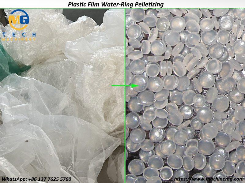 Double Stage Water Ring Plastic Film Pelletizing Machine For PE PP Film And Bag