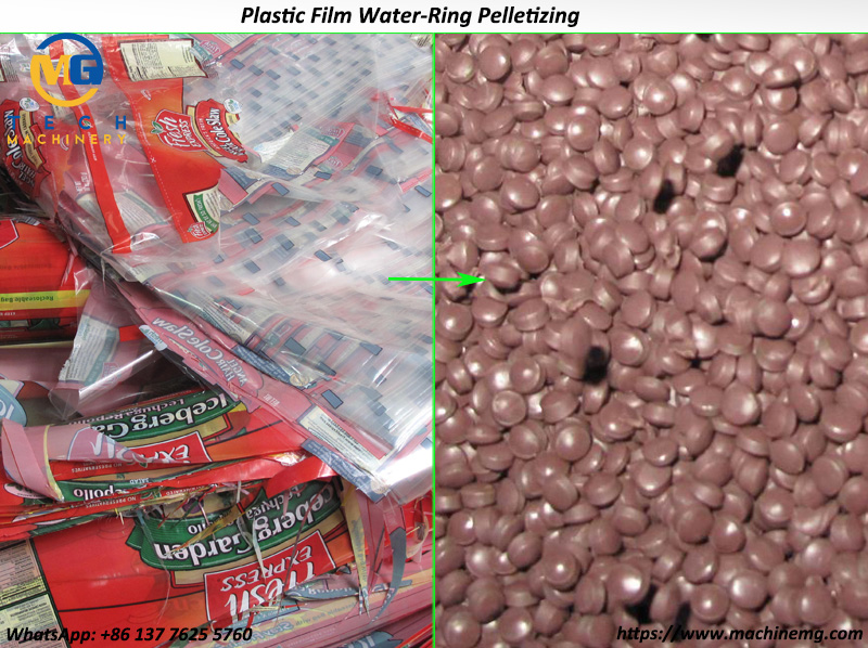 Double Stage Water Ring Plastic Film Pelletizing Machine For PE PP Film And Bag