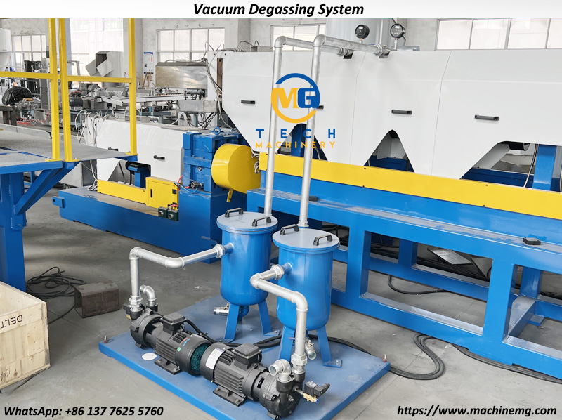 Double Stage Plastic Strand Pelletizer Line For Rigid Plastic Flakes Scraps And Squeezed PE PP Film Bags
