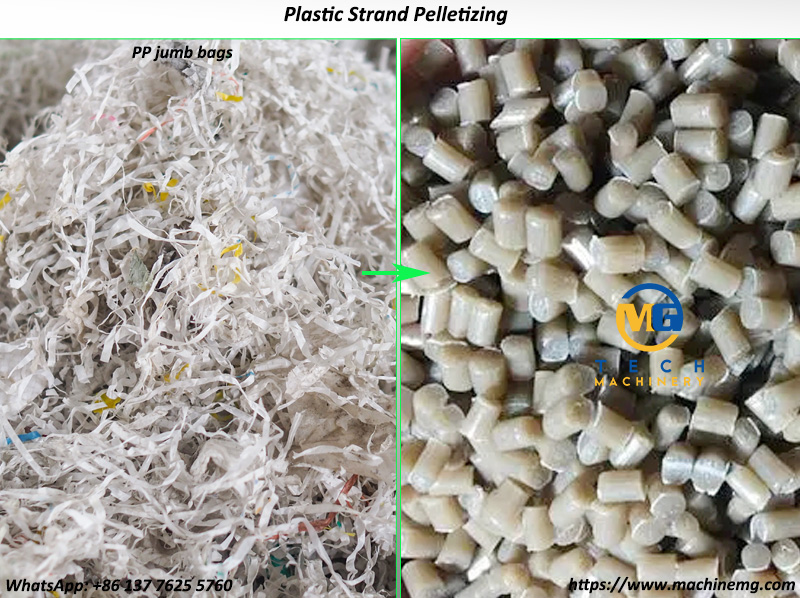 One Stage Plastic Strand Pelletizer Line For Pelletizing Plastic Flakes Powder Film And Bags