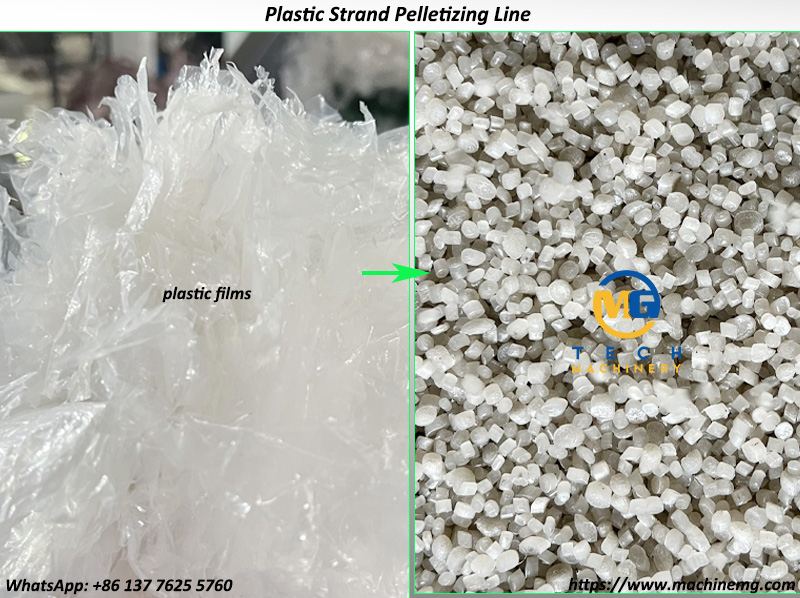 One Stage Plastic Strand Pelletizer Line For Pelletizing Plastic Flakes Powder Film And Bags