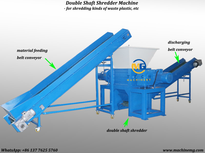 Twin Shaft Shredder Machine For Shredding Plastic Film, Jumbo Bag And Irrigation Tape