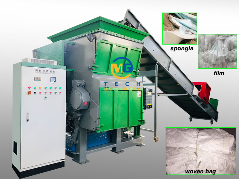 Large Output Swing Arm Shredder Machine For Plastic Film Jumbo Bag Spongia