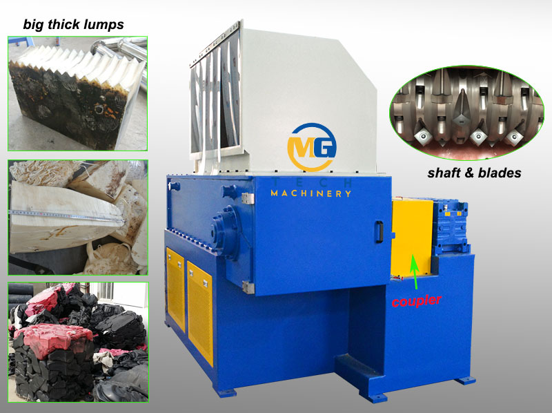 Coupler Type Single Shaft Shredder Machine For Recycling Shredding Large Thick Waste Plastic Lumps