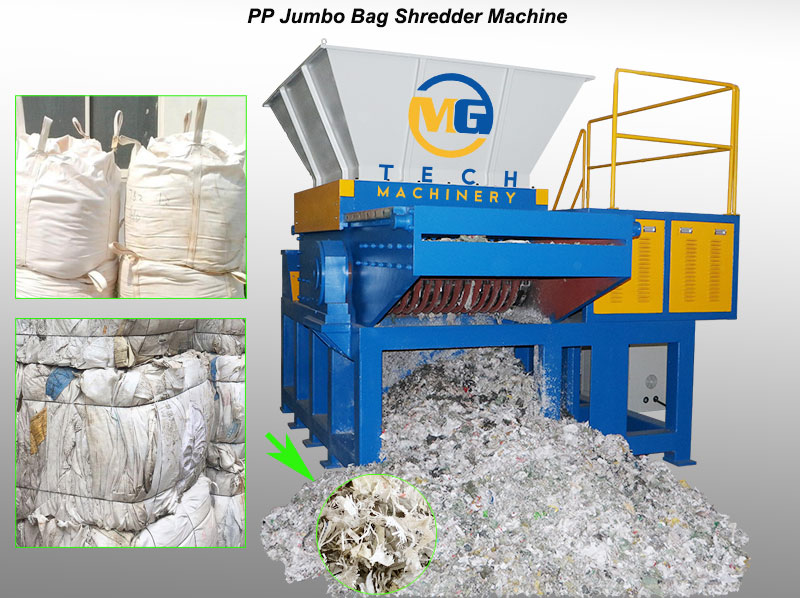 Single Shaft PP Jumbo Bag Shredder Machine With Coupler and Movable Hopper