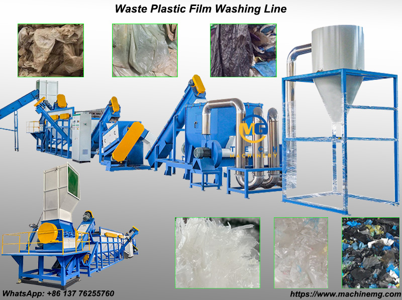Plastic Film Washing Machine Line For PP PE Waste Plastic Film And Bag Recycling 
