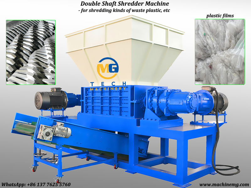 Twin Shaft Shredder Machine For Shredding Plastic Film, Jumbo Bag And Irrigation Tape