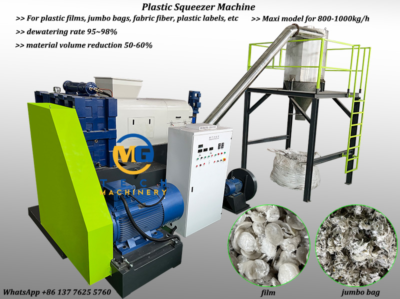 Top quality Plastic film Squeezer Dryer Machine For Large Capacity 