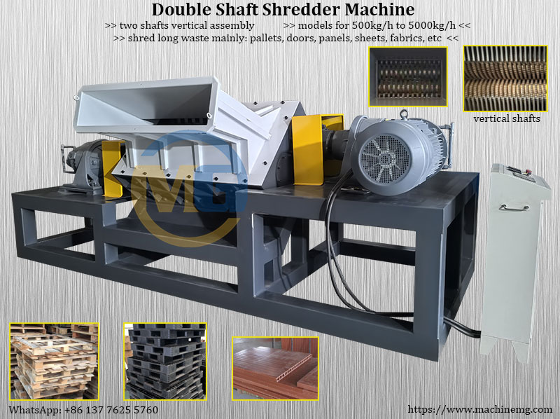 Vertical Twin Shaft Pallet Shredders - Heavy Duty Industrial Shredding Machine for Waste Pallets Recycling